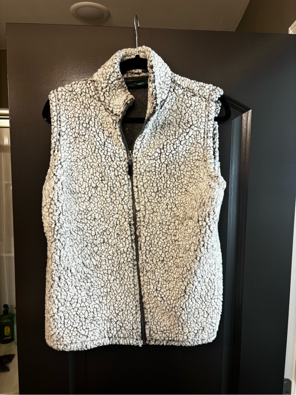 Women's Sherpa Zip Vest in Light Gray